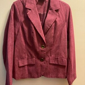Woman’s Jacket/Blazer, size 8, brand is Studio Works, color is a darker mauve